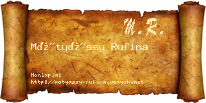 Mátyássy Rufina névjegykártya